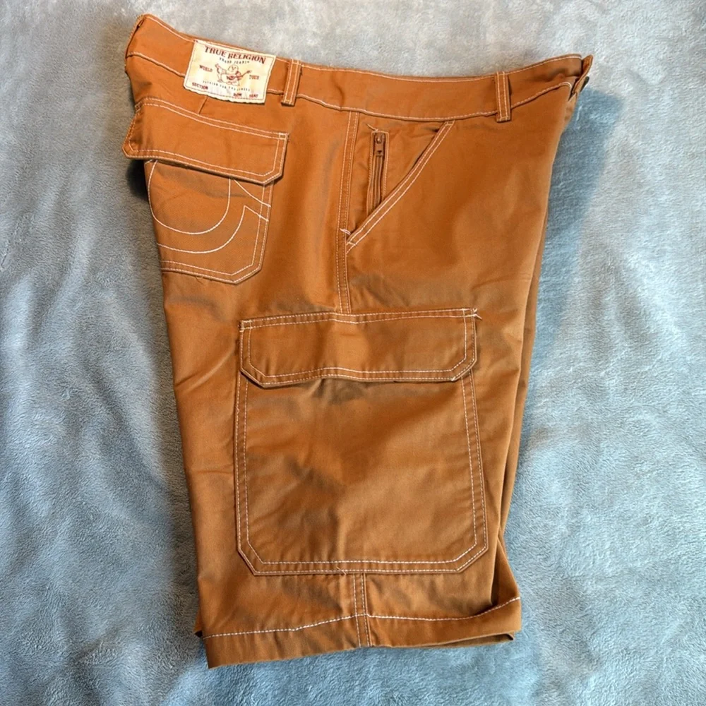 True Religion Cargo Short Dk Khaki Orange Size 33